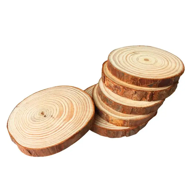 10 шт. необработанные натуральные круглые деревянные ломтики круги с деревом коры бревна диски для DIY ремесла размер 1