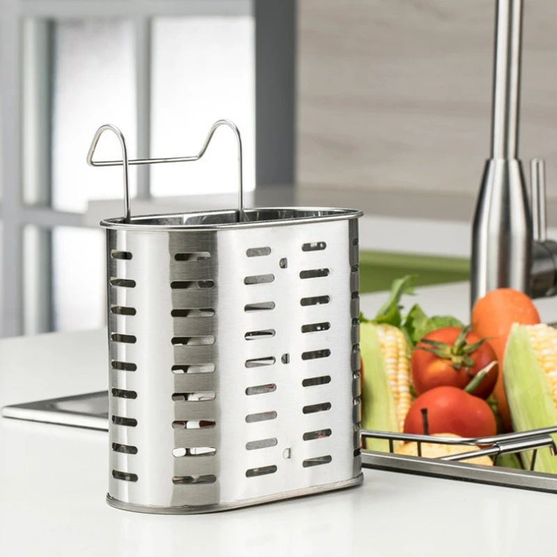 Stainless Steel Hanging Chopsticks Spoon Fork Knife Drain Basket Cutlery Hanging Vertical