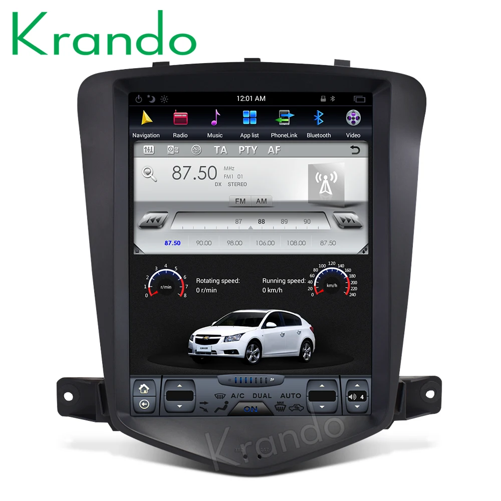 Perfect Krando Android 8.1 9.7" Tesla Vertical screen car audio radio system GPS for Chevrolet Cruze 2009-2014 navigation player BT 3