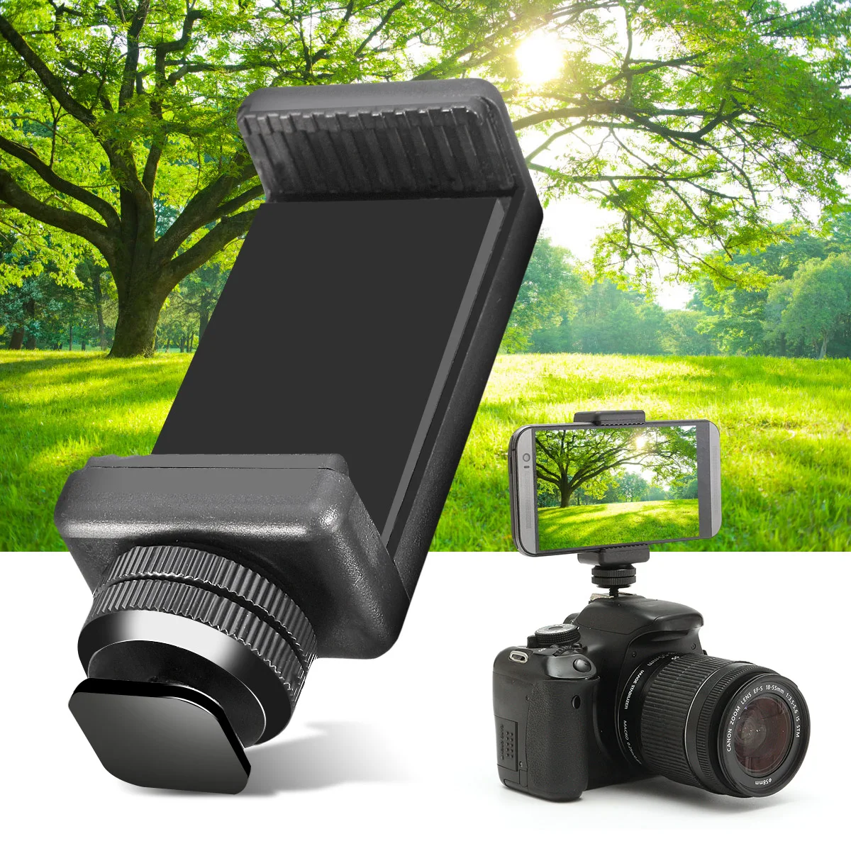 

2018 NEW Arrival 1/4" Flash Hot Shoe Screw Adapter Tripod Mount Phone Clip Holder For DSLR Camera