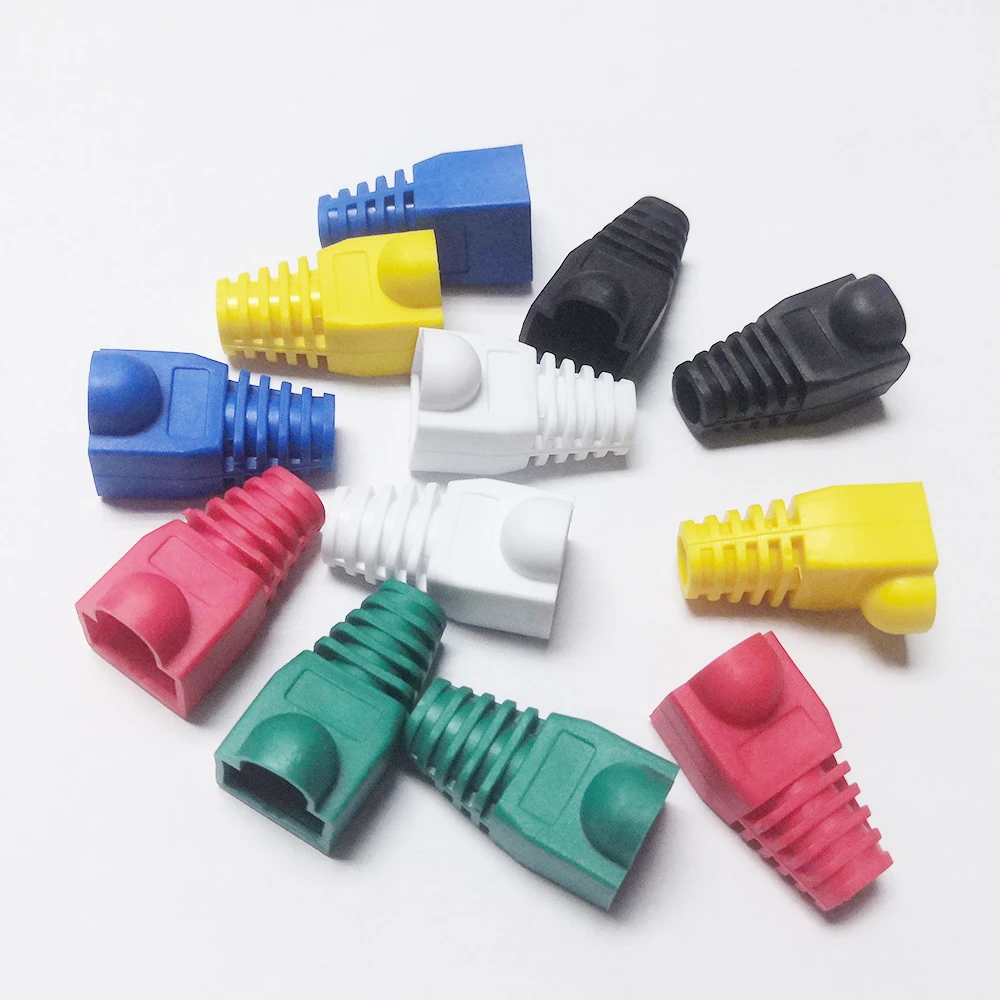 RJ45 CAT6 CAT5e Adapter Cap Ethernet Network Cable Connector Plugs RJ45 Caps Cat 5 protective Sleeve Multicolour 50 100pcs/lot