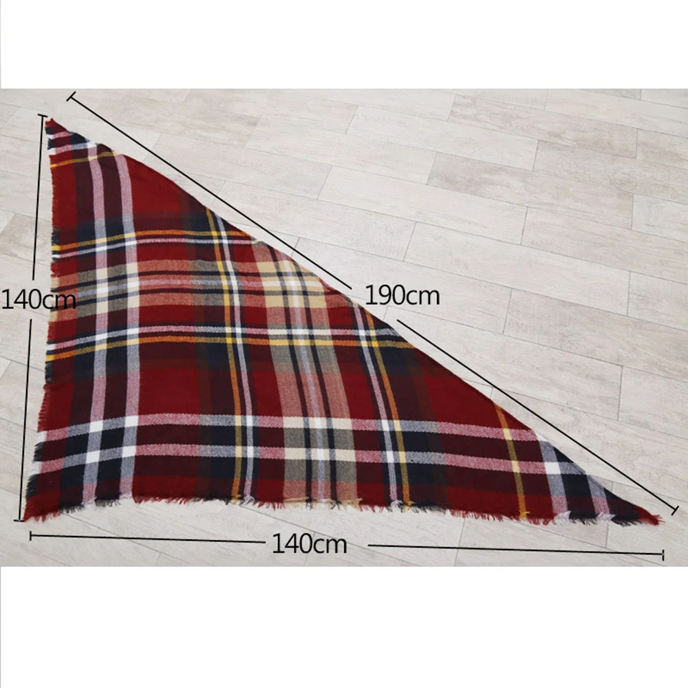 Женский модный треугольный большой зимний мягкий шарф теплое уютное одеяло стильная негабаритная клетчатая шаль накидка несколько цветов пончо