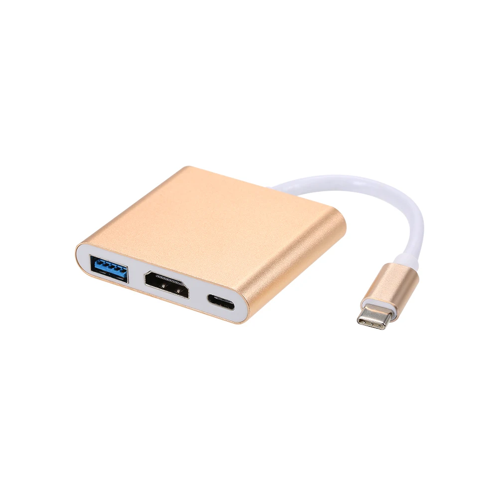 

USB 3.1 Type-C to USB 3.0/ HD/ Type-C HUB USB-C 3-in-1 Adapter Dongle Dock Cable for Macbook Pro, Dell XPS 13