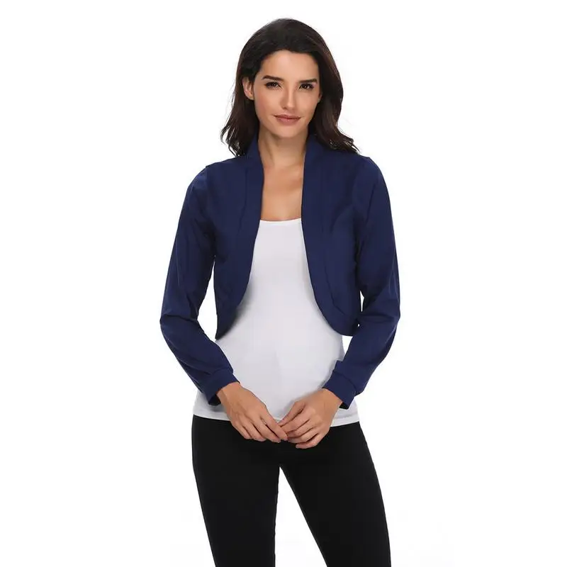 

Women's Leisure Jacket Coat OL Cotton Soft Solid Floral 3/4 Sleeves Open Front Bolero Jacket Shrug Coat