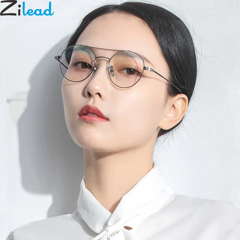 

Zilead Round Double Beam Small Frame Glasses Frame Men&Women Metal Blue Flime Computer Games Goggles Optical Eyeglasses Unisex