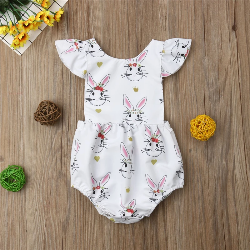

2019 Newborn Baby Clothong Girls Bodysuits Bunny Ears Romper Jumpsuit One-Pieces Bodysuit Outfits Clothes Summer