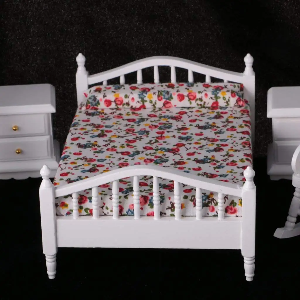 1:12 مقياس دمية خشبية أثاث غرفة نوم نموذج مجموعة مصغرة بيت الدمية الاكسسوارات اللعب هدية عيد ميلاد للأطفال الاطفال