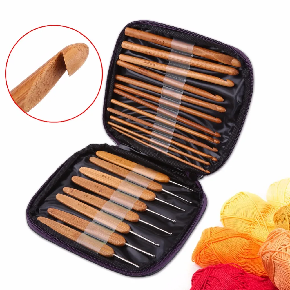 

New 20pcs crochet hooks crochet Circular Wood Bamboo Knitting Needles Pins for Thick Yarn DIY Crafts Sewing Knittingweaving