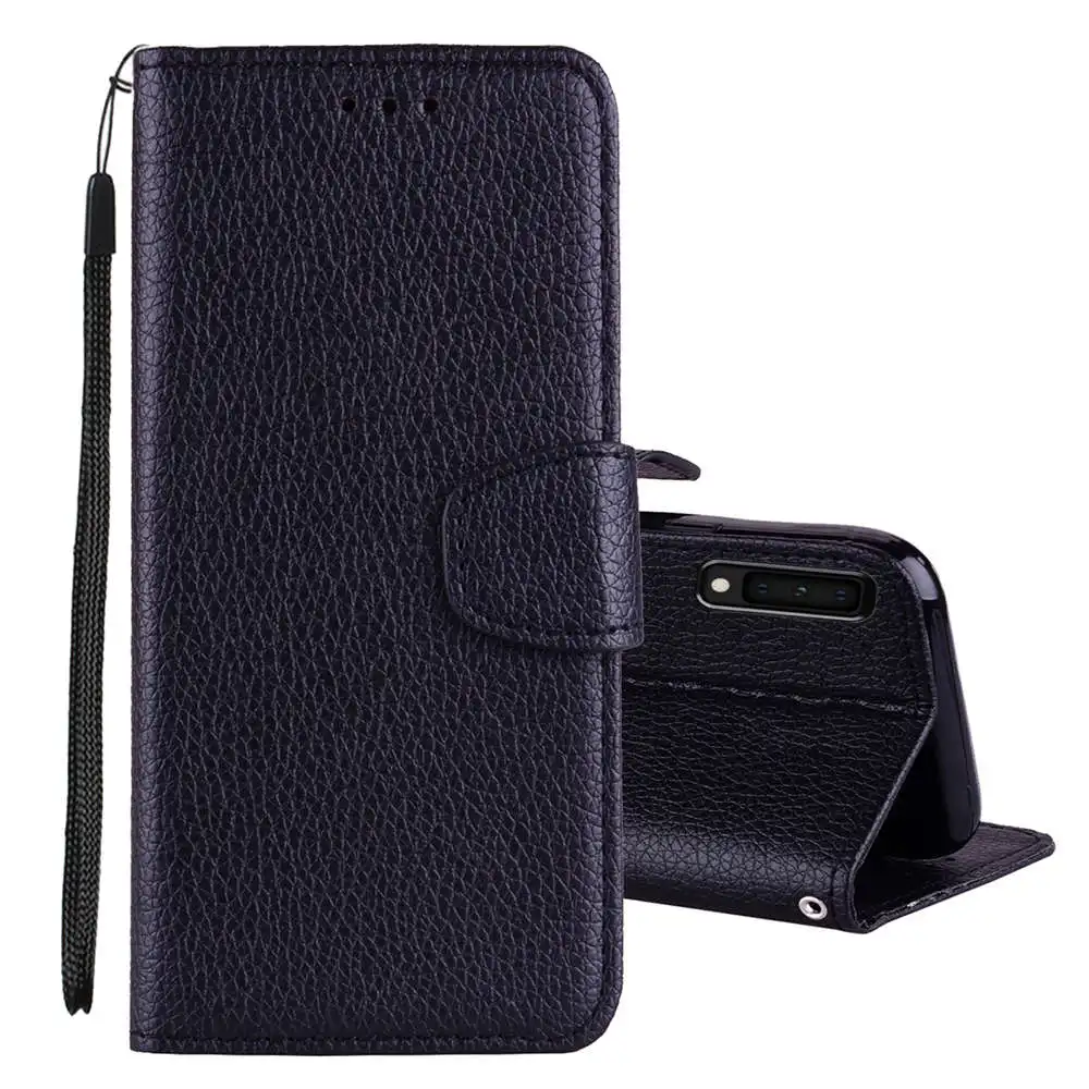 

FGHGF Lichi Pattern Wallet PU Leather phone Case For Samsung A7 2018 J4 J6 Plus 2018 Cases Flip Stand Cover Coque Capa