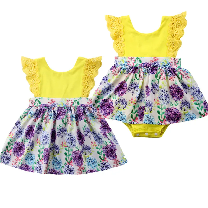 

Cute Sister Match Clothes Newborn Toddler Kids Baby Girl Lace Floral Tutu Skirted Romper Dress One Pieces Princess Girls Outfits
