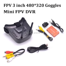 FPV 3 дюйма 480*320 дисплей 16:9 5,8G 40CH Мини FPV очки встроенный аккумулятор 1200 мАч и мини DVR видео аудио рекордер для радиоуправляемого дрона