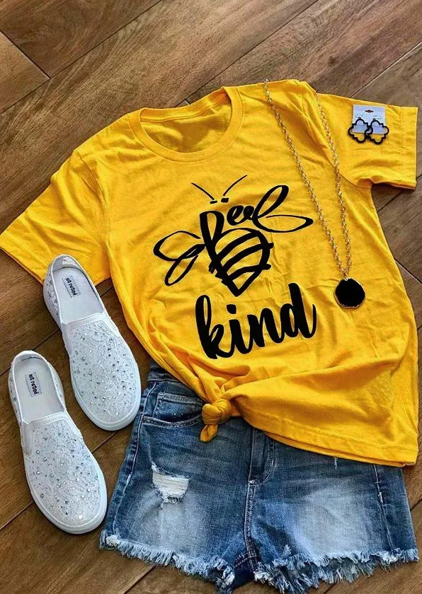 

Bee Kind Short Sleeve T-Shirt Hipster Casual Stylish Slogan Tee Funny Bees Lover Girl Tops Graphic Grunge Camisetas T SHIRTS