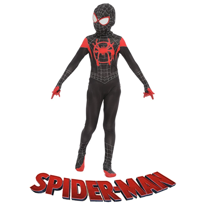 Children Adult Spider-man Into The Spider Verse Miles Morales Cosplay Costume Spiderman Pattern Bodysuit Zentai Suit Jumpsuit