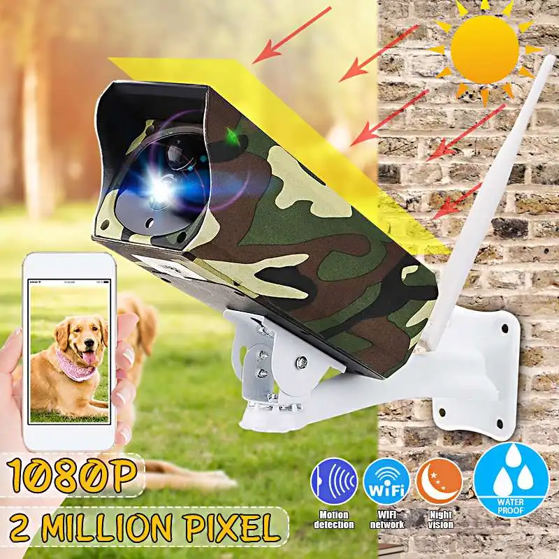 

Solar Powered WiFi Wireless 1080P CCTV PIR IP Camera IP66 Home Security Camera IR Night Vision Two Way Audio Cam
