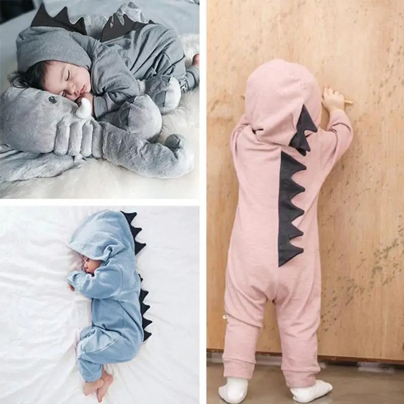 Baby Rompers Cute Dinosaur Christmas Layette Infants Soft Hooded Jumpsuit Baby Rompers Cute Dinosaur Christmas Layette Infants Soft Hooded Jumpsuit