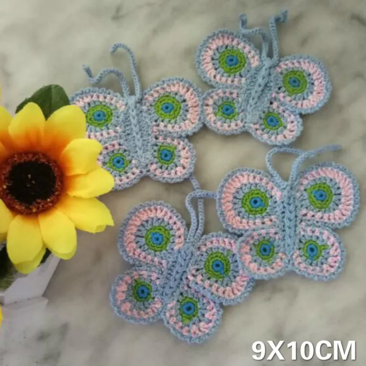 

9*10CM Handmade Cotton Crochet Butterfly 3D Guipure Lace Applique Embroidery Collar Neckline Prom Dress DIY Sewing Accessories