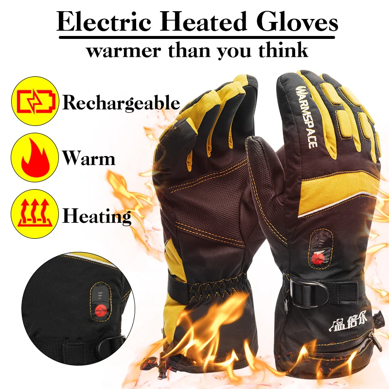 Electric Heated Gloves, Rechargeable Battery Motorcycle Heating Winter