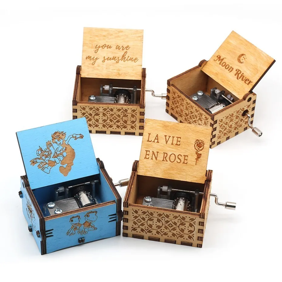 

Wholesale 50pcs Free Shipping To Send DHL Manual Wooden Music Box Game Of Thrones Star Wars You Are My Sun Birthday Gift