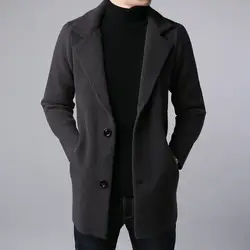 2018 мужские шерстяные пальто на осень-зиму мужские длинные тренчи шерстяные повседневные мужские пальто и куртки