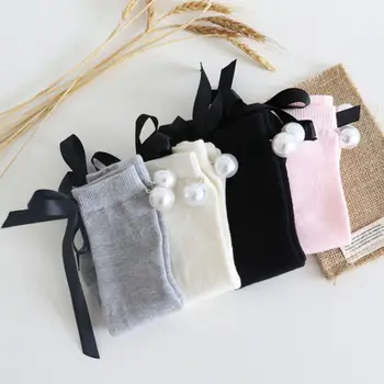 

New Autumn Winter Baby Girls Spanish Style Knee High Stocking Bowknot Pearl Toddlers Cotton Princess School Stockings 0-7T