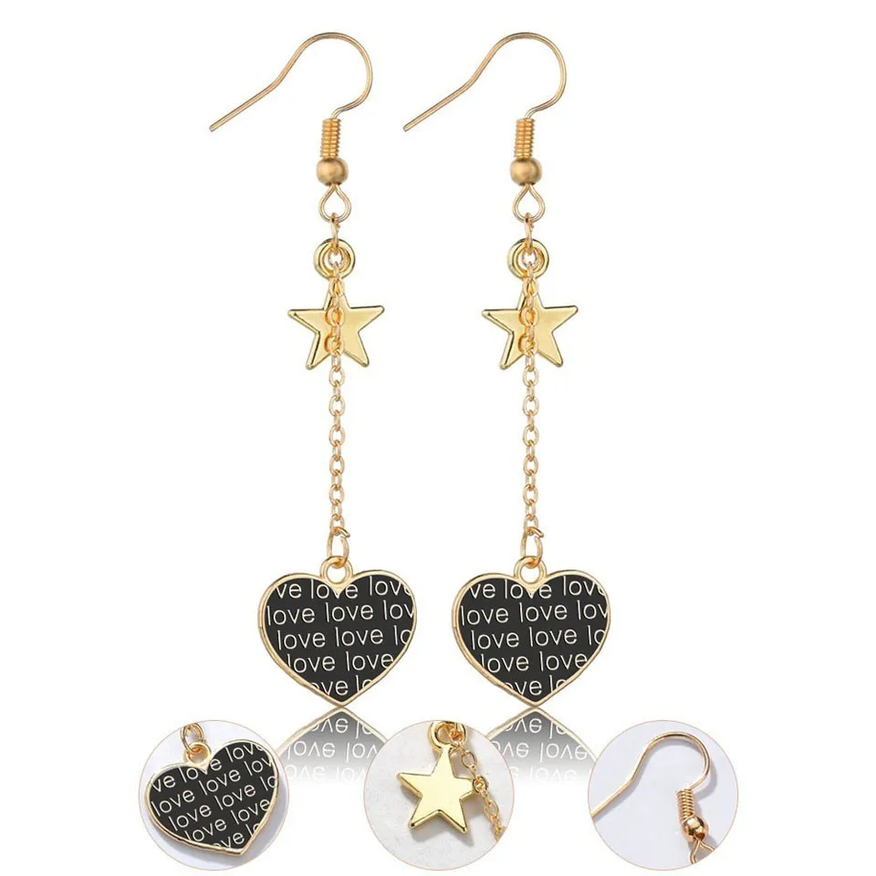 

New Women Trendy Drop Earrings Gold Star And Forever Heart Earrings Cute Romantic Earrings Handmade Earring Wedding Jewelry