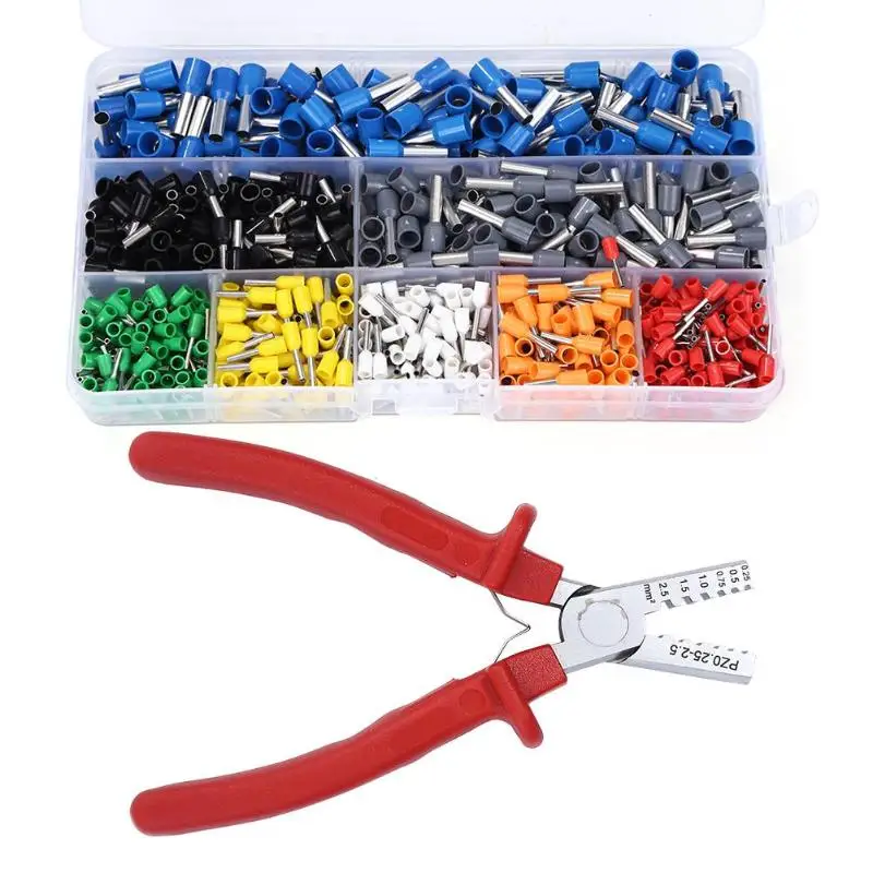 

800pcs Tubular Wire Cold Pressure Connector Electrical Terminals with Cable Crimpper Multi-functional DIY Wire Ferrules