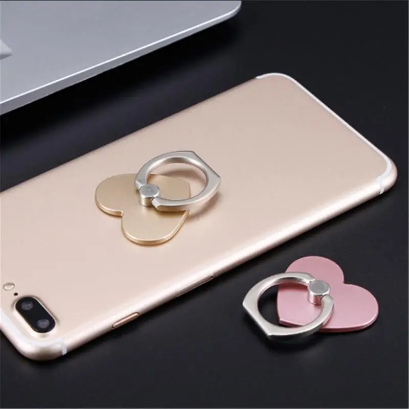 Creative Love Heart Shaped Mobile Phone Ring Bracket Adjustable Finger Rings Smartphone Stand Holder For IPhone For Samsung