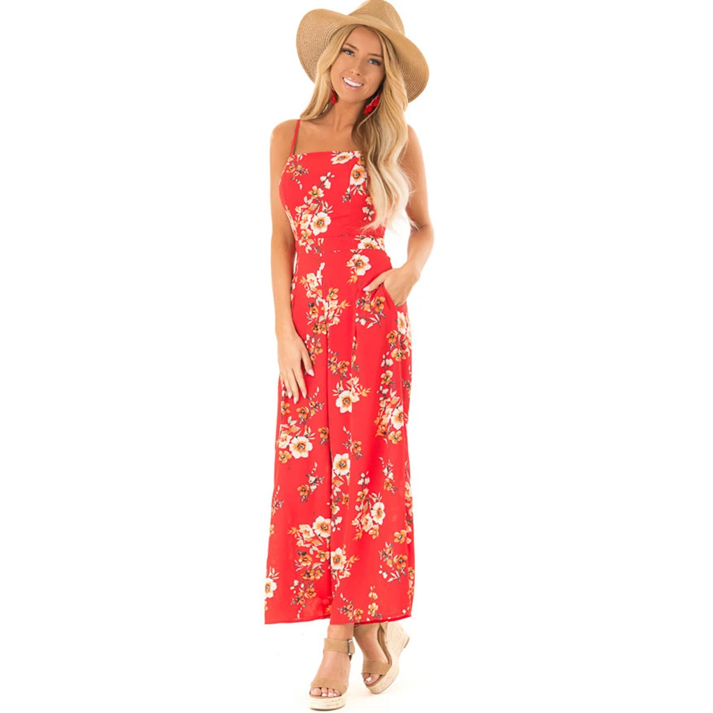 VITIANA Women Beach Chiffon Jumpsuit Summer Female 2019 Lace Up Backless Printing Strapless Sexy rompers womens jumpsuits VITIANA Women Beach Chiffon Jumpsuit Summer Female 2019 Lace Up Backless Printing Strapless Sexy rompers womens jumpsuits