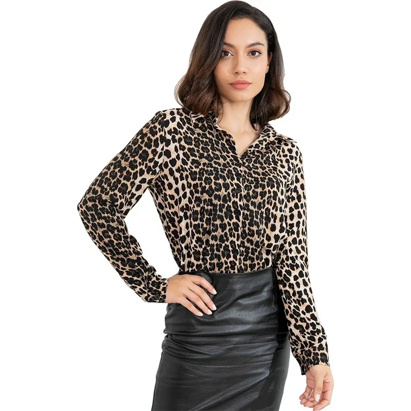 leopard print work blouse