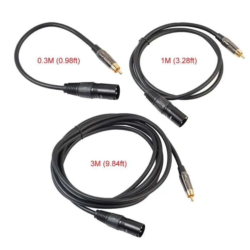 

3Pin XLR Male to Single RCA Male Plug Audio Lead/ Signal/ Patch Cable Mic Mixer Audio Cable Converter Balanced Patch Lead