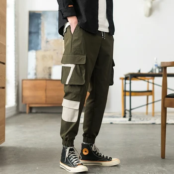 

Spring New Pants Men Fashion Solid Color Casual Tooling Wind Trousers Man Streetwear Hip Hop Overalls Loose Joggers Sweatpants