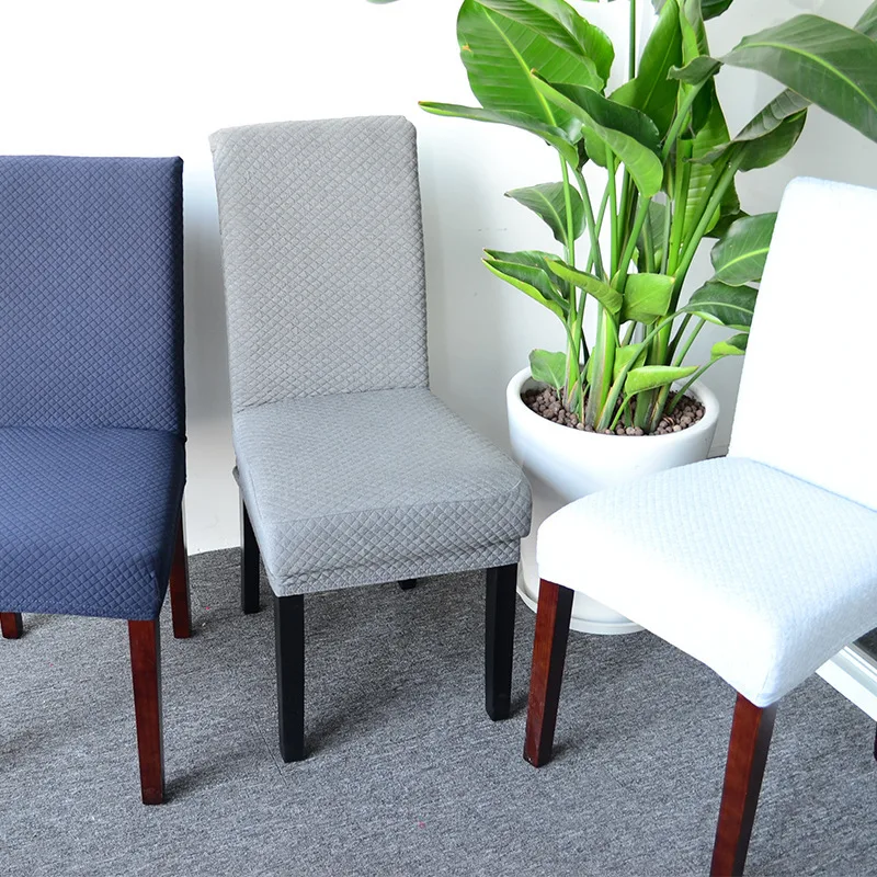 

Knitted Seersucker Dining Chair Covers Jacquard Stretchy Spandex Chair Protect Slipcovers for Banquet Wedding Party
