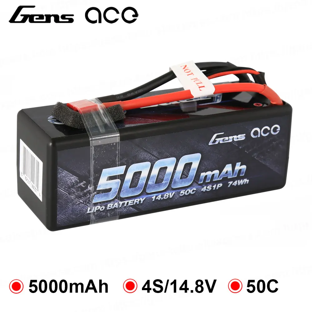 Gens ace 5000 мАч 4S Lipo Hardcase батарея 50C с Deans разъем питания для Traxxas 1/8 1/10 автомобильный Багги Truggy