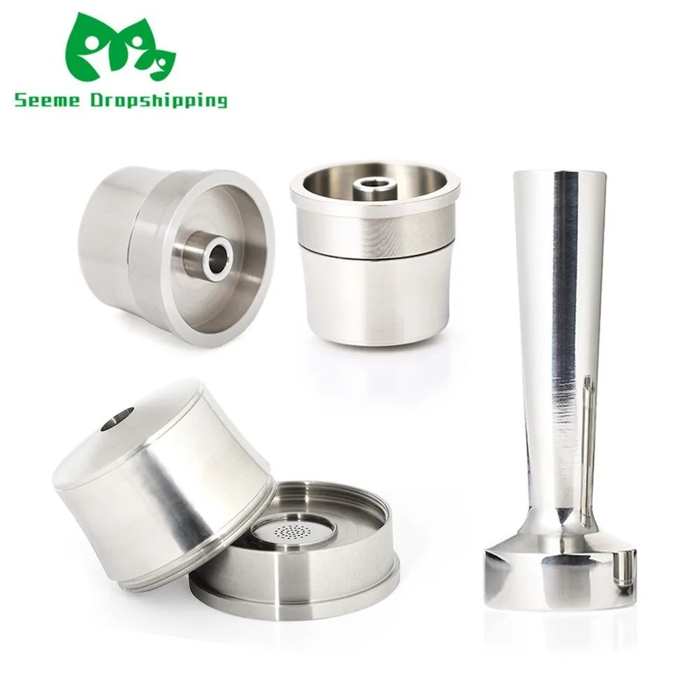 

4PCS/set Stainless Steel Reusable Illy Coffee Filter Refillable Capsule Cup Pod Tamper For ILLY Machine Illy Refill Capsula Gift
