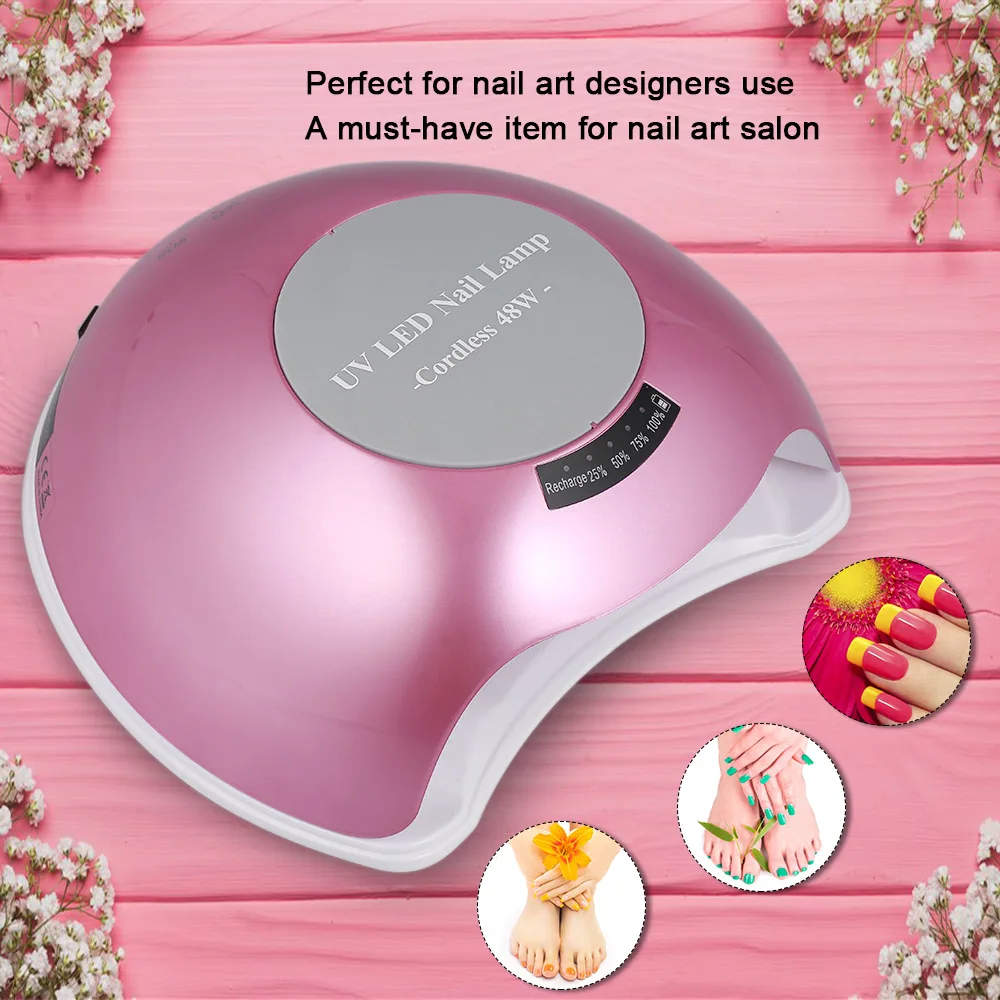 

48W Nail Lamp LED UV Lamp Rechargeable Cordless Nail Dryer Fingernail & Toenail Gel Curing Machine Gels Polishes with Sensor
