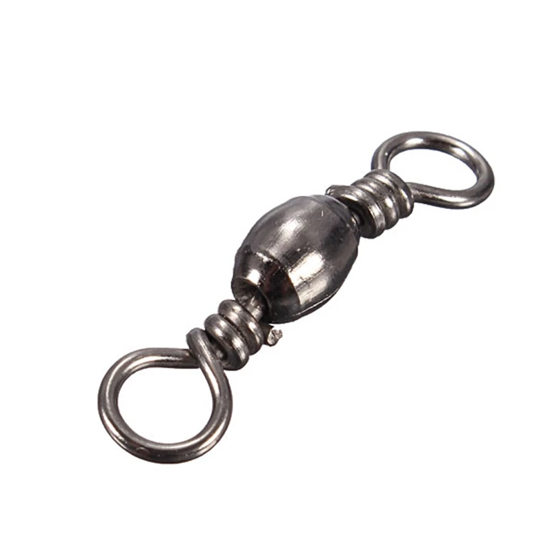 100PCS Fishing Swivel Barrel Swivel Solid Rings Stainless Steel Sea Fishing Hooks Connector Rolling Swivel for Sea Fishing