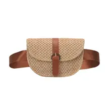 Женская Соломенная плетеная Сумка на талию, маленькая пляжная сумка для отдыха, женская сумка через плечо, сумка-мессенджер, женская сумка, женская сумка