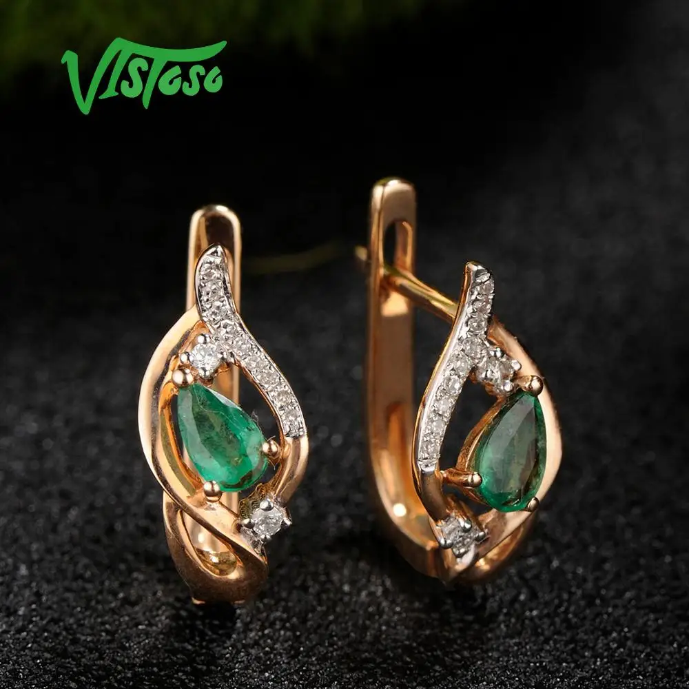 VISTOSO золотые серьги для женщин 14K 585 розовое золото Гламурные элегантные