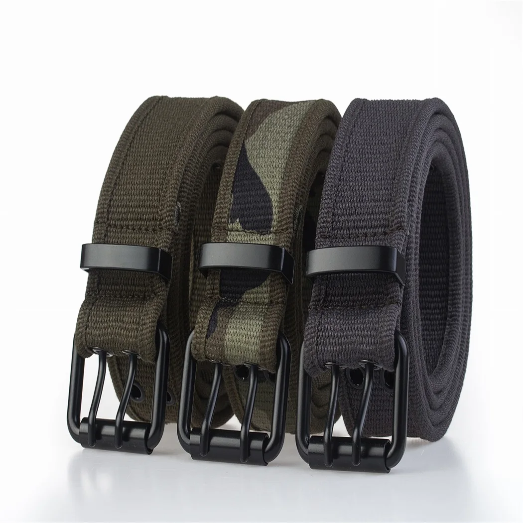 Canvas Double Pin Buckle Belts Men Camouflage Belt Strap Cool Tactical Belt Military Buckle
