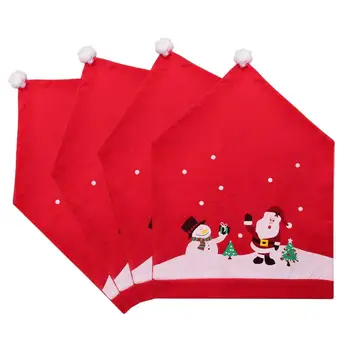 

Xmas Chair Cap Sets, Santa Hat Chair Covers, Red Hat Dinner Chair Protector Sets for Christmas Banquet Holiday Festival Decor,