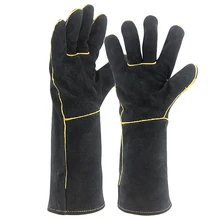 Olson Deepak черные перчатки сварщика кожаной фабрики Садоводство Сварка дровяной печи рабочие перчатки термостойкие
