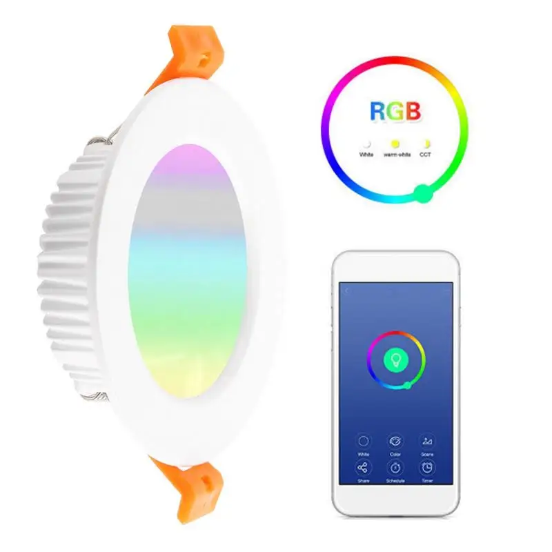 

AC85-260V 7W RGB CW Smart WiFi Downlight Ceiling Light Dimmable Patch LED Living Room Color Changing Lamp 140MM