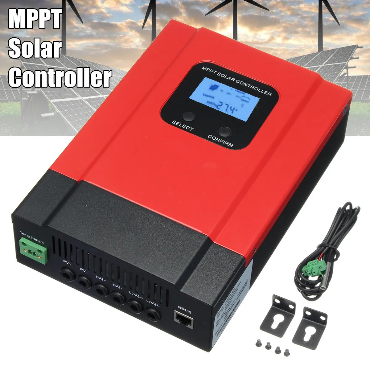 

New 40A MPPT Charge Controller 40A 48V/36V/24V/12V Solar Battery LCD Display Auto Solar Cell Panel Charger Regulat With Load