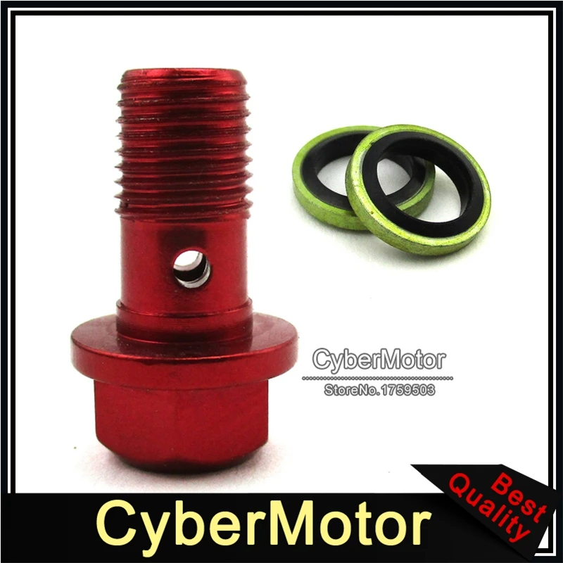 Red M10x1.0 Banjo Bolt Screw For Pit Dirt Bike ATV Quad Go Kart Moped Scooter Motorcycle Hydraulic Brake Oil Cooler