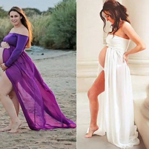 Для беременных женщин шифоновое бандо длинное платье для беременных фотографии реквизит Макси платье сексуальное пляжное платье для беременных