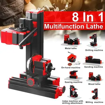 

Becornce Mini Lathe Machine Torno Lathe DIY Tools 8 In 1 Motorized Transformer Woodworking Driller Plastic Metal Wood Lathes