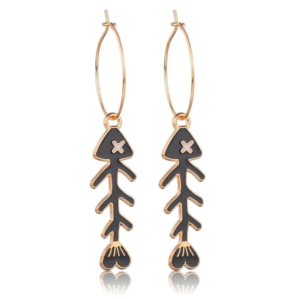 

Cute Two Color Fish Bone Women Drop Earrings Great Quality Fashion For Women Girls Birthday Earrings Jewelry Gifts