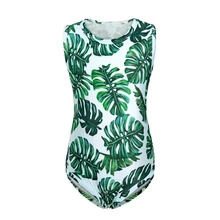 AmzBarley/цельнокроеные купальники для малышей с оборками на рукавах и пальмовыми листьями, Гавайские купальники с оборками, бикини, детский пляжный купальный костюм