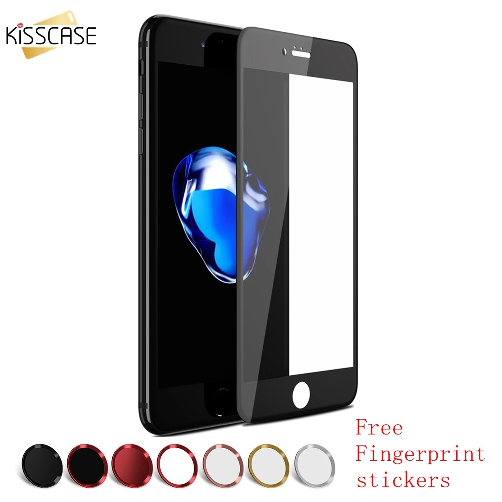 

KISSCASE Protective Temperes Glass For iPhone 7 8 Plus X Slim Phone Full Screen Protector Film Free Fingerprint Stickers