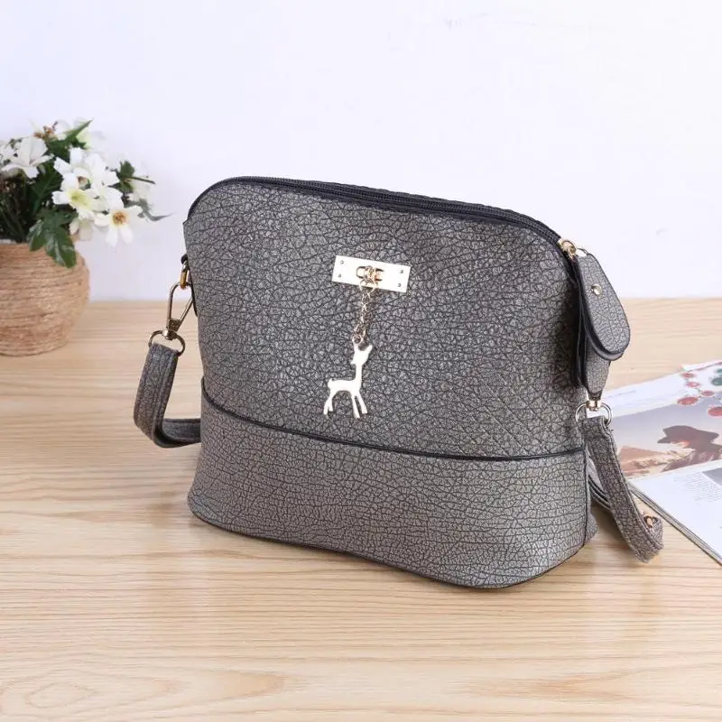 

Shell Shape Crossbody Bags For Women Handbags PU Leather Small Messenger Bags with Deer Toy Plaid Women Shoulder Clutch Bag
